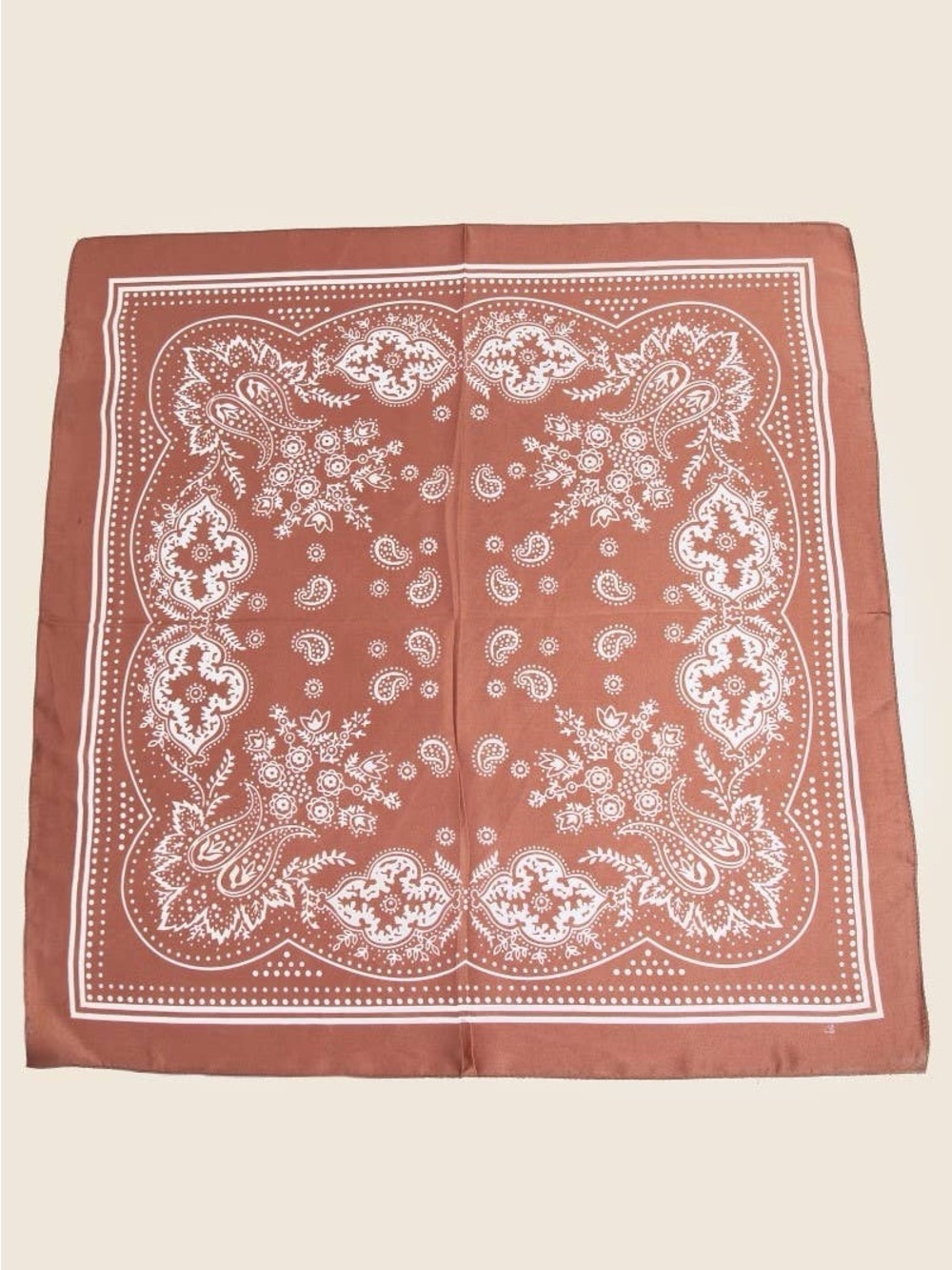 Women’s Rust Satin Paisley Bandana Scarf - Versatile Accessory